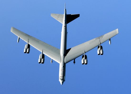 Overhead view of a B-52 illustrating its high aspect ratio wings