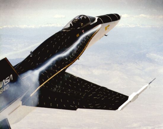 Vortex bursting observed during smoke flow visualization tests on NASA's F-18 HARV
