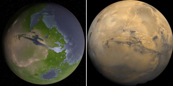 Mars as it may have looked billions of years ago compared to today