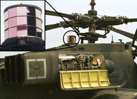ALQ-144 infrared jammer on a helicopter