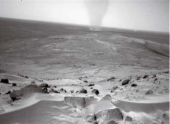 Martian dust devil photographed by one of the rovers