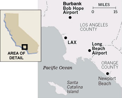 Map of the area where the JetBlue emergency occurred