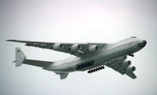 The many, many, many landing gear wheels of the An-225