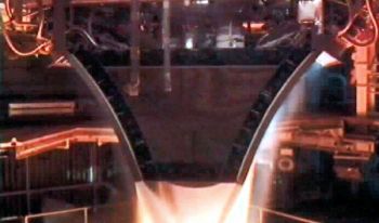 Aerospike engine being test fired