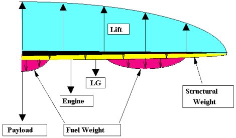 Loads acting along half of wing