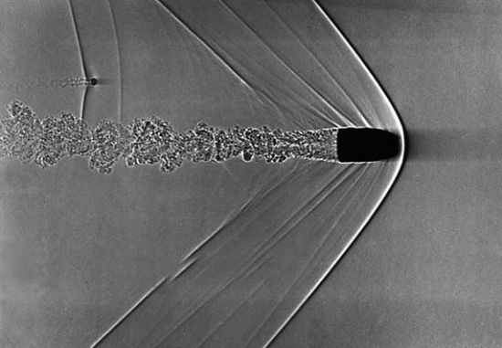 Shadowgraph of a supersonic bullet