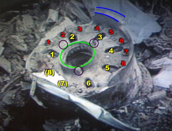 Key features of the wheel wreckage