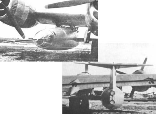 346 research plane mounted beneath a captured B-29