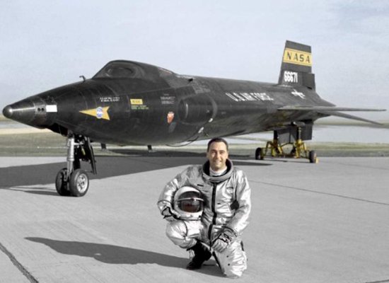 Pete Knight poses with the X-15