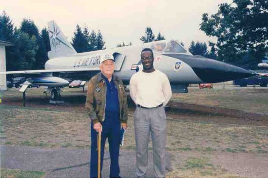 Joe Rogers visiting F-106 S/N 56-0459 on display at McChord