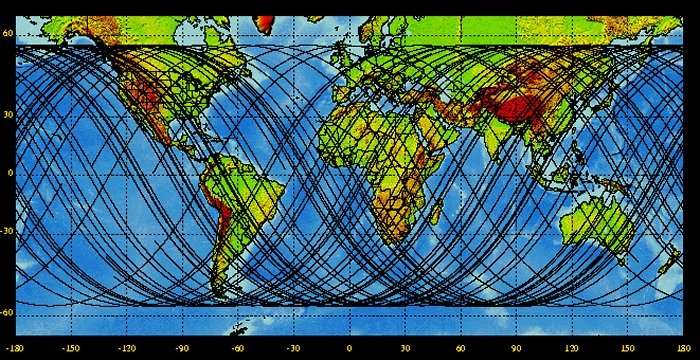 Shuttle Laser Altimeter II ground tracks