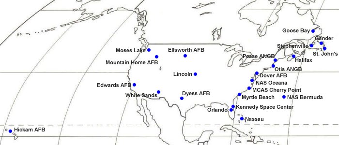 Space Shuttle Orbiter landing sites in the Americas