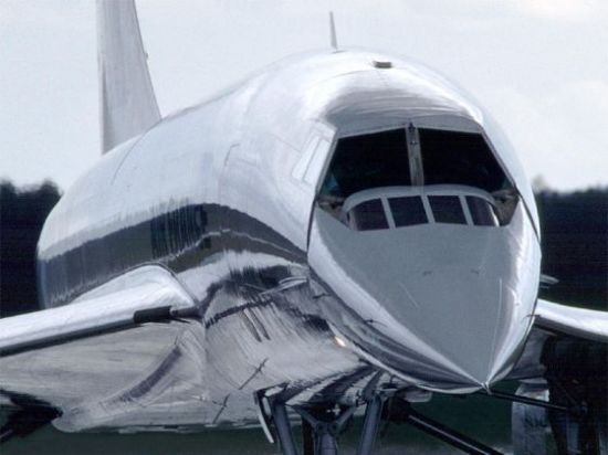 Closeup of the Concorde nose swiveled downward