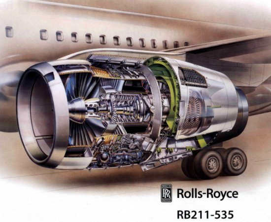 Cut-away diagram of the RB211-535 fitted to a Boeing 757