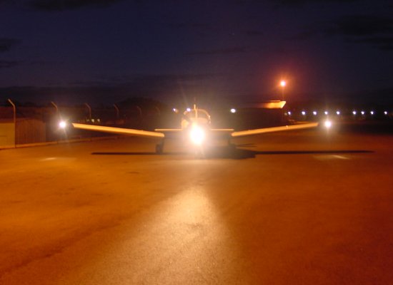 Landing lights on a small plane