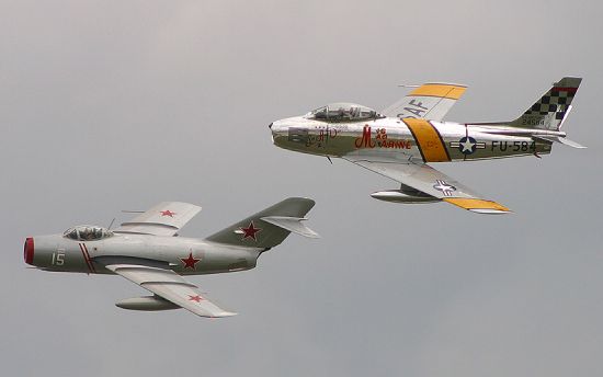 First generation fighters:  MiG-15 and F-86 Sabre